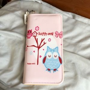 Wallet. Happy Owl pink and blue wallet